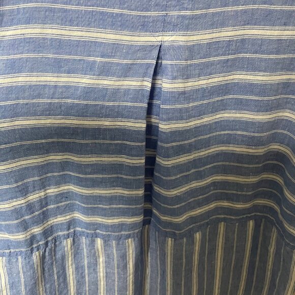 J. Jill Love Linen Blue White Stripe Button Front Shirt Blouse Tunic Womens Sz S - Picture 4 of 6